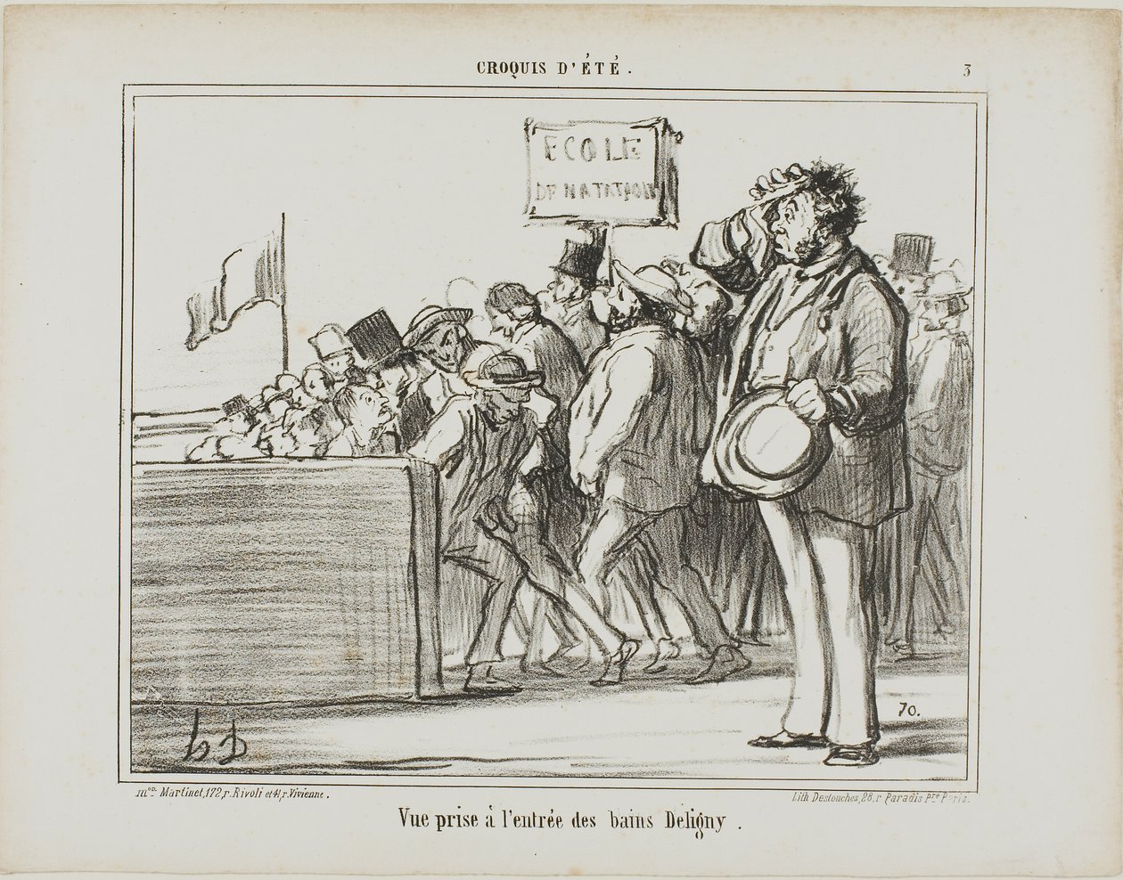 Indgang til de offentlige bade i Deligny, planche 3 fra Croquis D