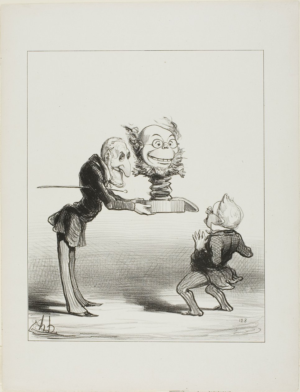 Fader Molé kommer med nytårsgaver til lille Thiers, planche 62 fra Actualités af Honoré Victorin Daumier