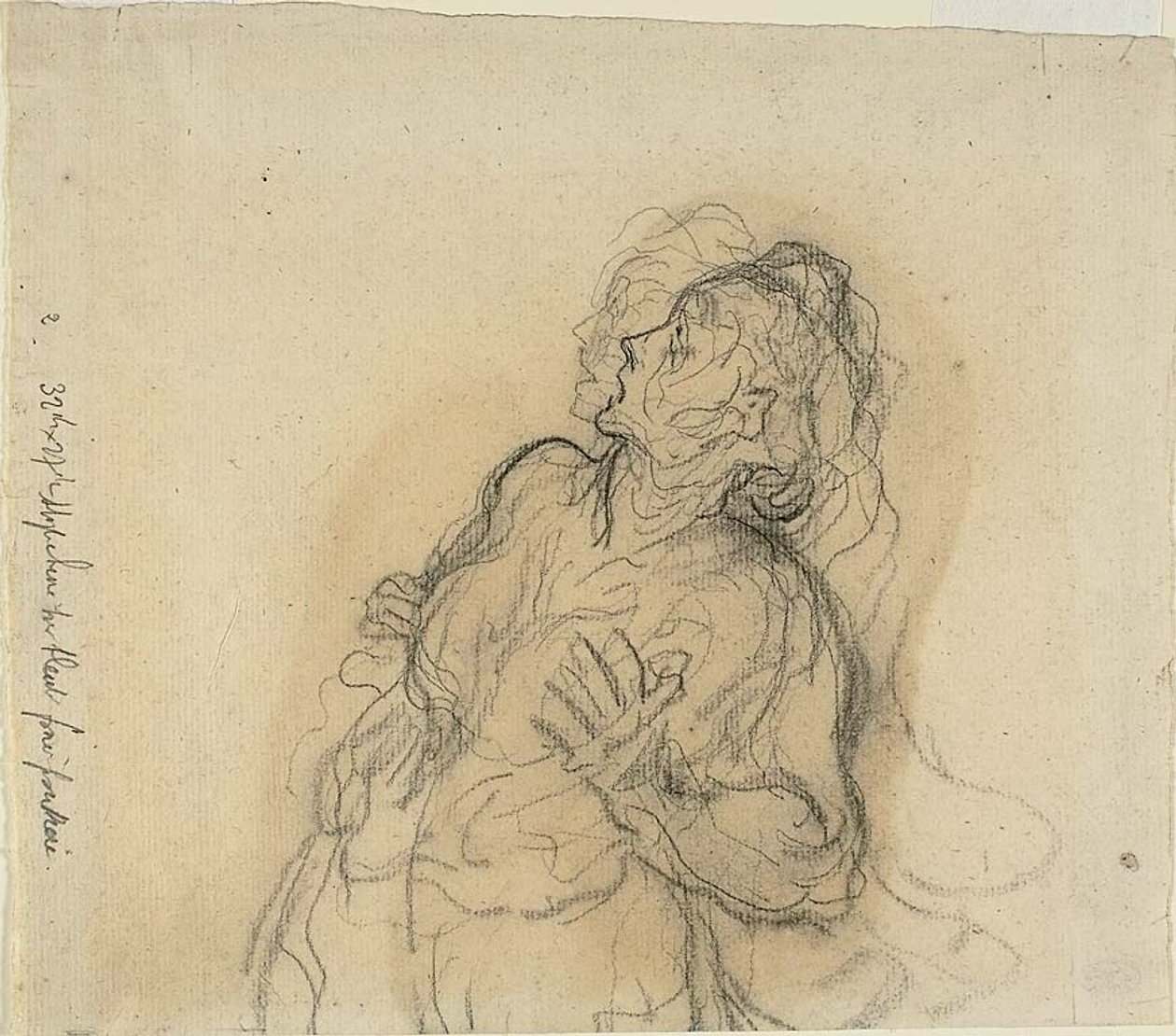 Skræmt kvinde af Honoré Victorin Daumier
