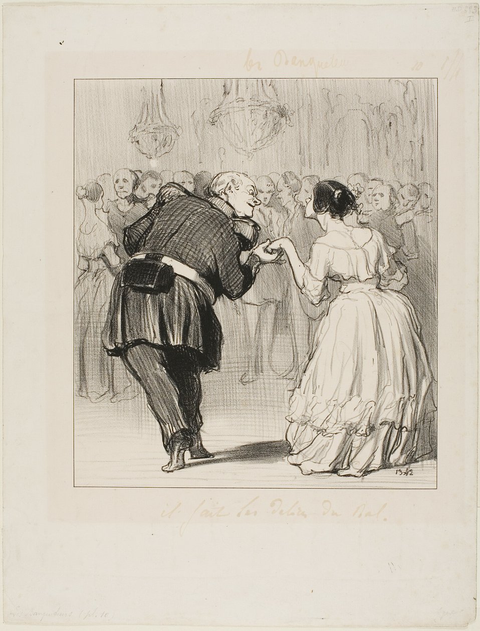 Han glæder sig over bolden, plade 10 fra Les Banqueteurs af Honoré Victorin Daumier