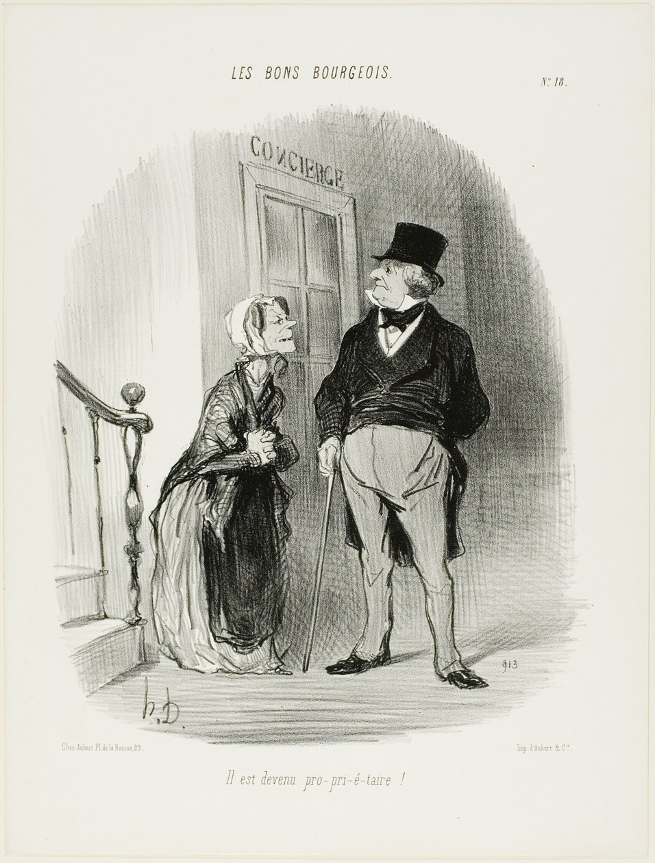 "Han er blevet en Laaaand-Looooord!", plade 18 fra Les Bons Bourgeois af Honoré Victorin Daumier