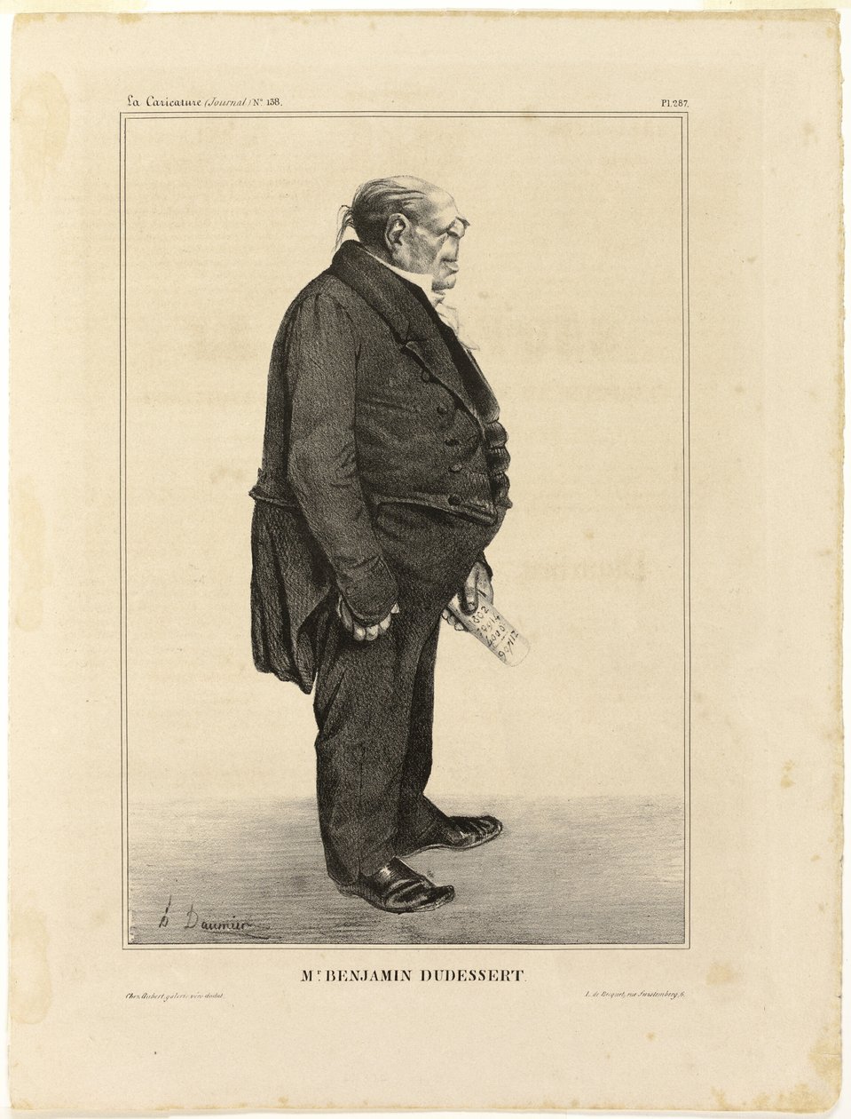 Benjamin Dudessert, plade 287 fra Célébrités de la Caricature af Honoré Victorin Daumier