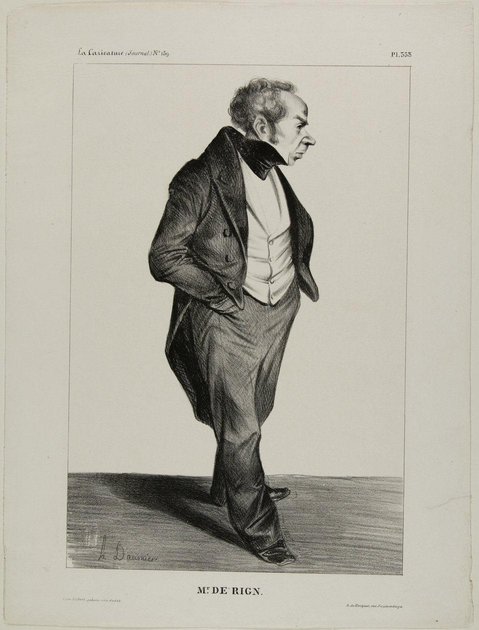 Mr. De Rign, plade 333 fra Berømtheder i tegneserier af Honoré Victorin Daumier