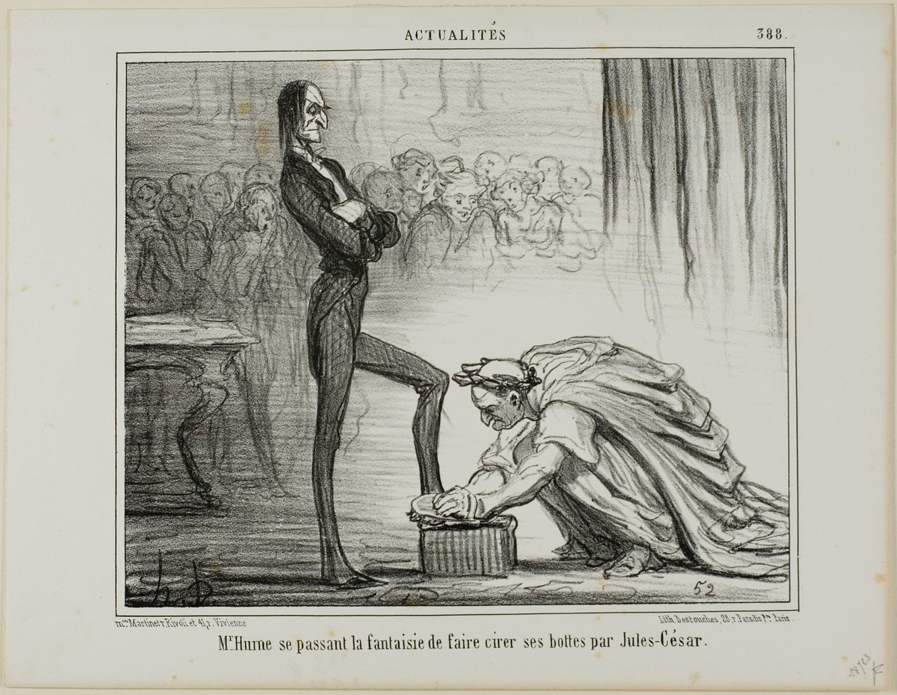 Mr. Hume fantaserer om Julius Cæsar, der pudser sine støvler, plade 388 fra Actualités af Honoré Victorin Daumier