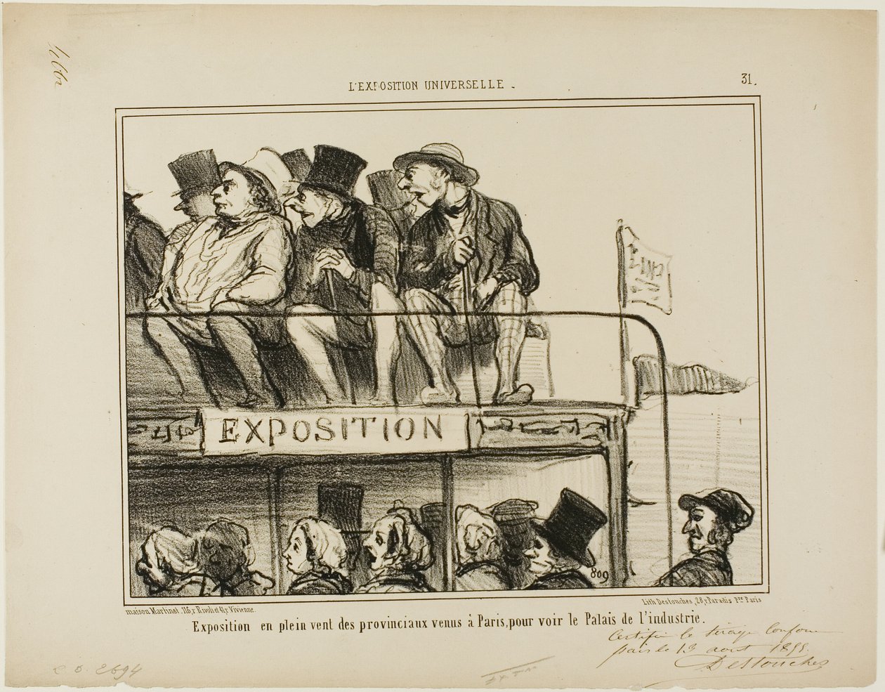Friluftsudstilling af provinsfolk, der kommer til Paris for at se industripaladset, planche 31 fra L