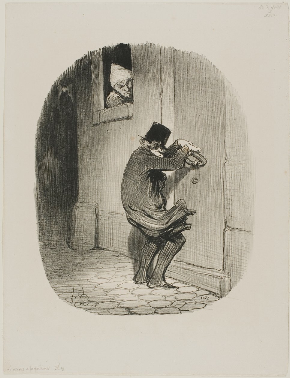 Past Midnight, plade 19 fra Locataires et Propriétaires af Honoré Victorin Daumier