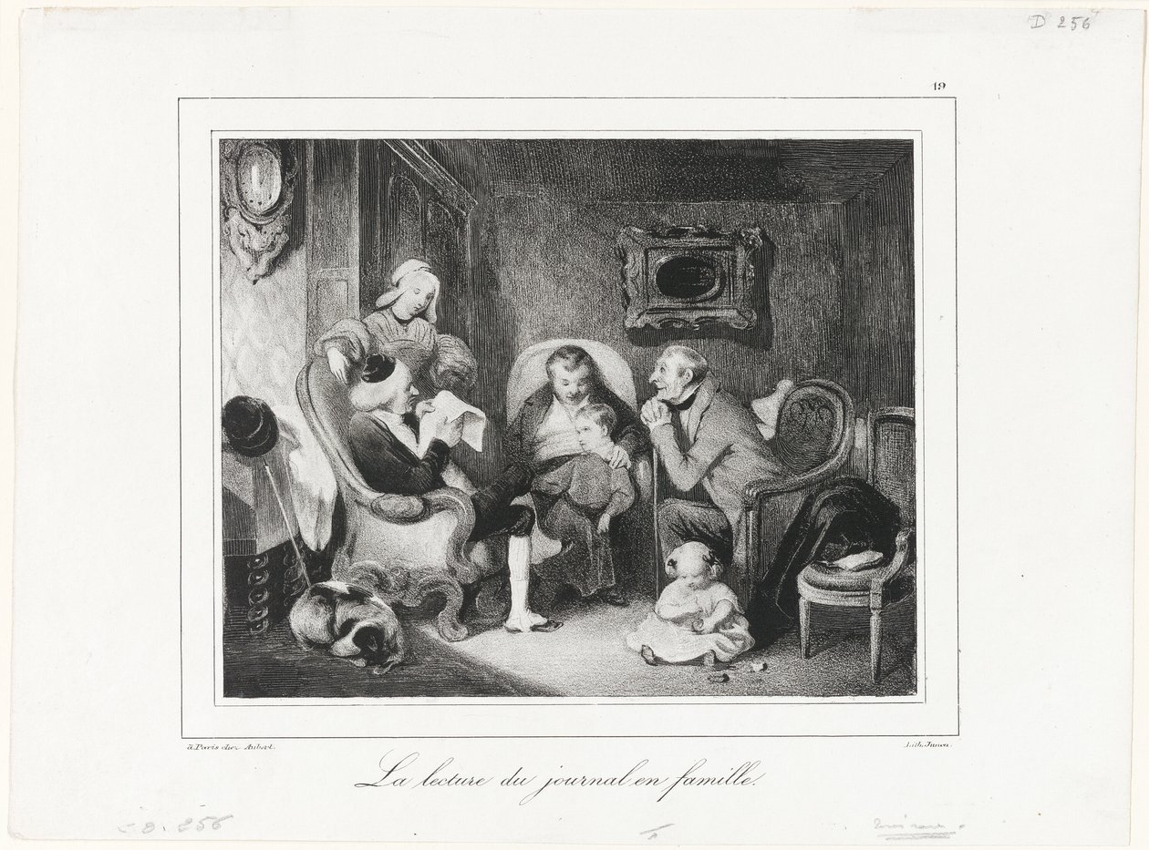 Læsning af avisen i familiekredsen af Honoré Victorin Daumier