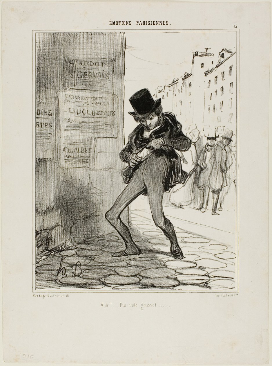 Røvet! Empty-Pocket Street..., planche 13 fra Émotions Parisiens af Honoré Victorin Daumier