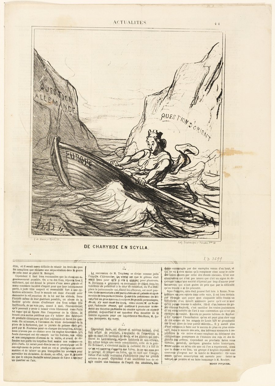 Scylla og Charybds, plade 44 fra Actualités af Honoré Victorin Daumier
