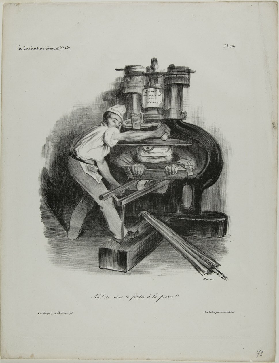 "Så du vil blande dig i pressen!", plade 319 af Honoré Victorin Daumier