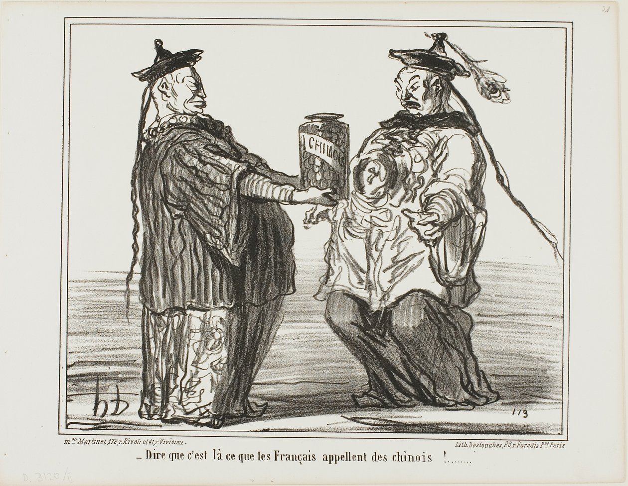 Mærkeligt ... dette er, hvad franskmændene kalder "Chinois", plade 21 fra En Chine af Honoré Victorin Daumier