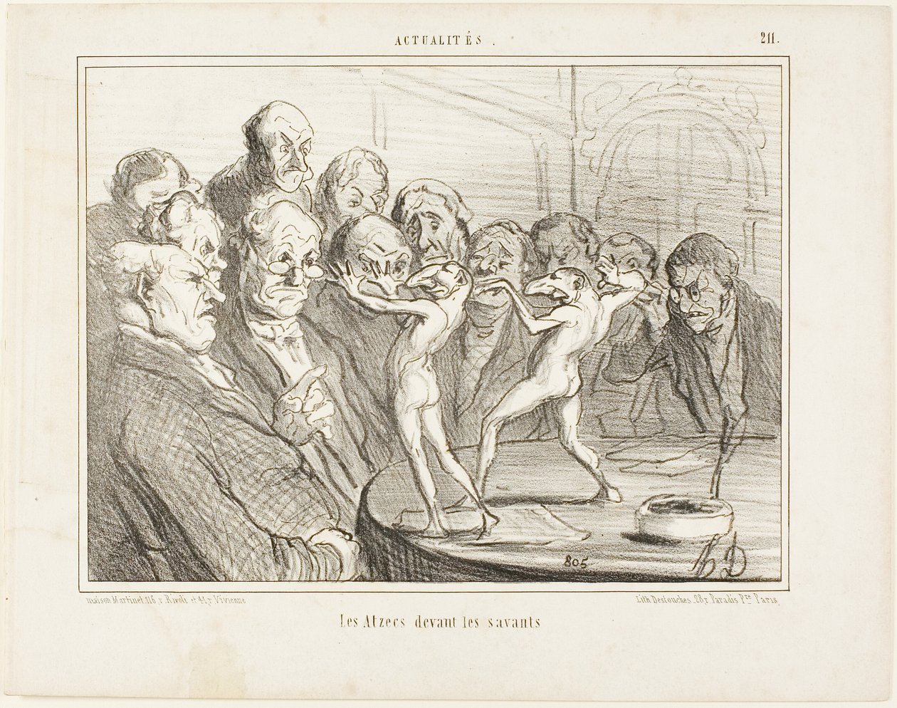 Aztekerne før videnskabsmændene, planche 211 fra Actualités af Honoré Victorin Daumier