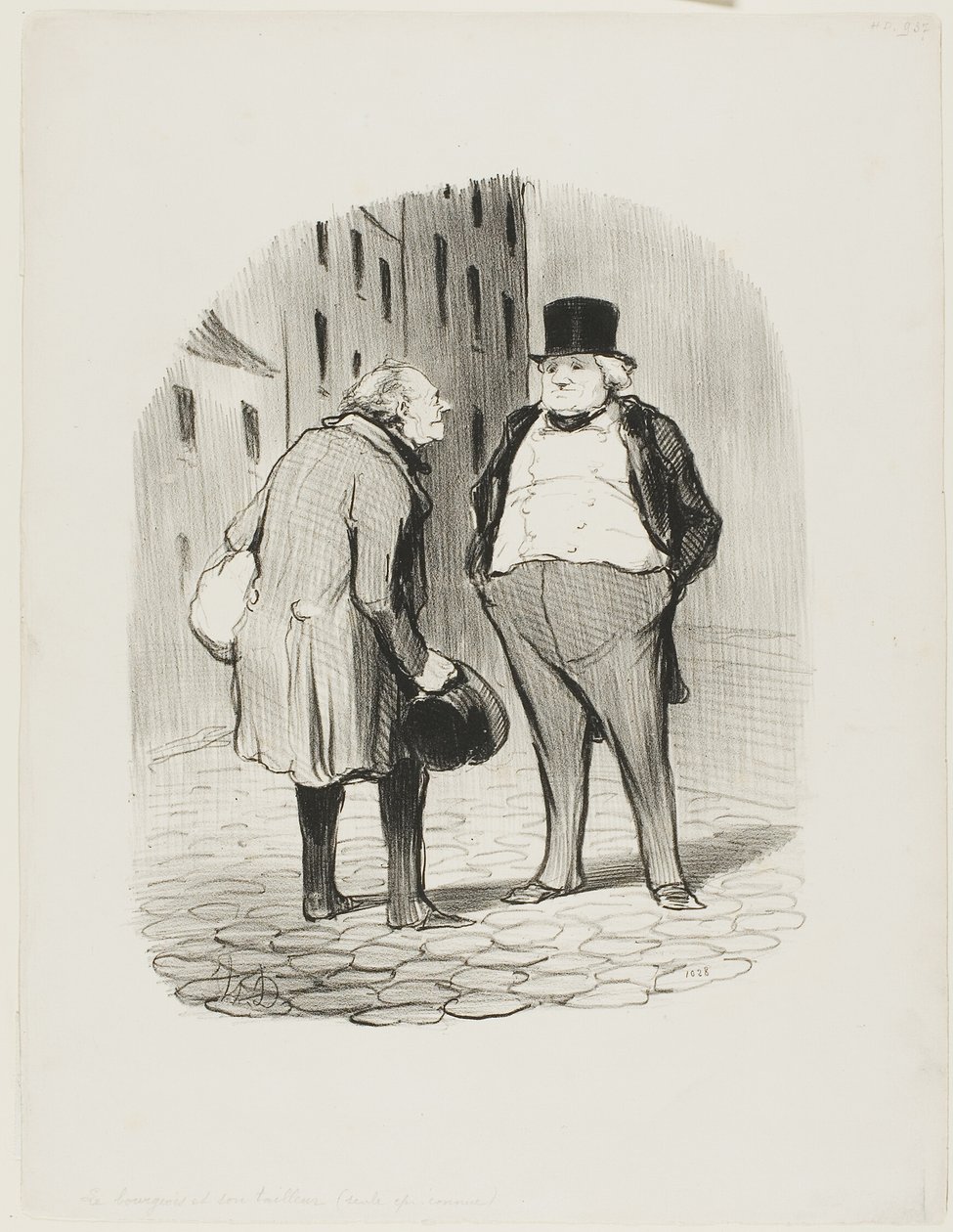 Den borgerlige og hans skrædder, planche 5 fra Les Bons Bourgeois af Honoré Victorin Daumier