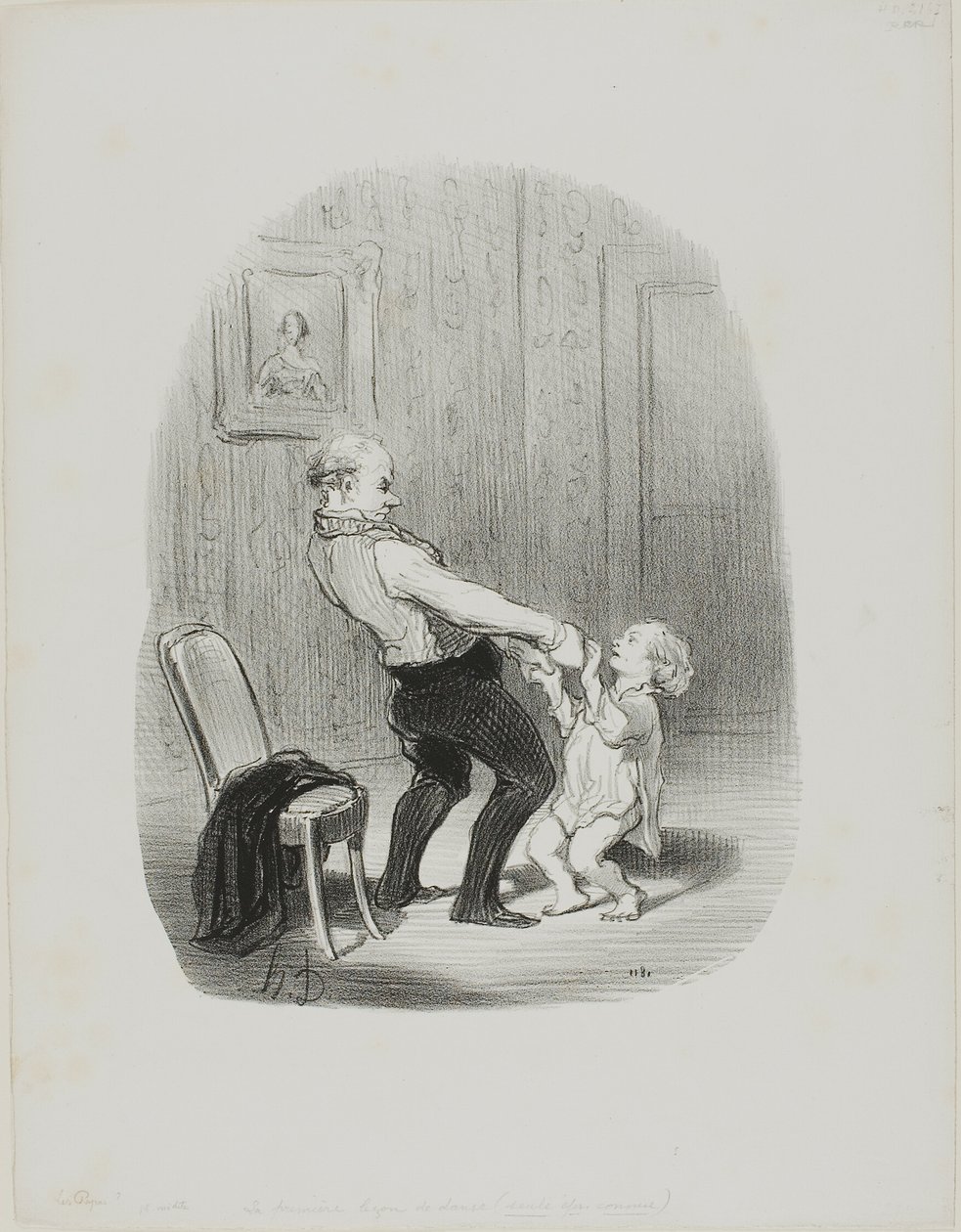 The First Dance Lession, fra Les Papas af Honoré Victorin Daumier