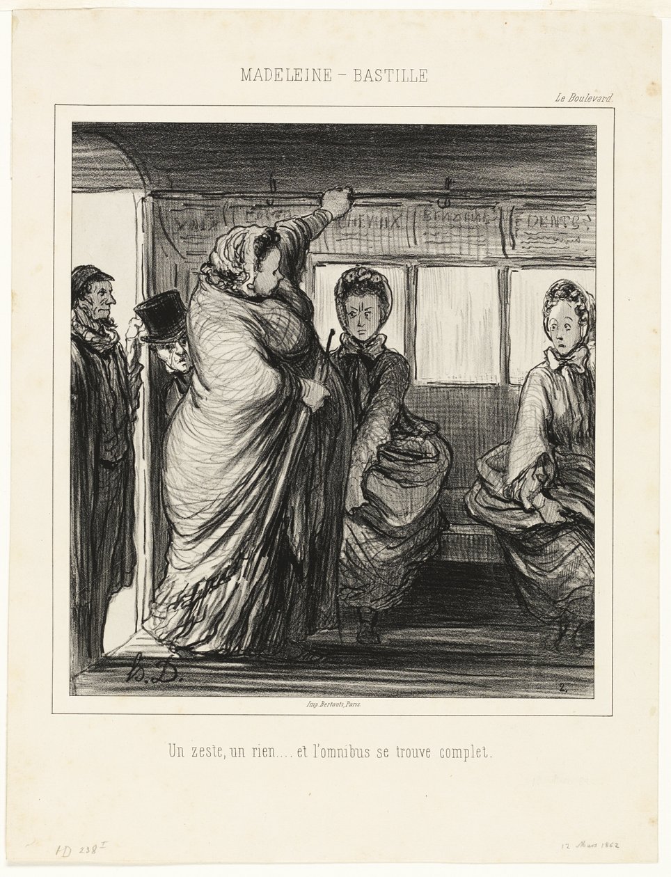 Madeleine-Bastille-buslinjen. En bagatel, et ingenting ... og bussen er fuld af Honoré Victorin Daumier