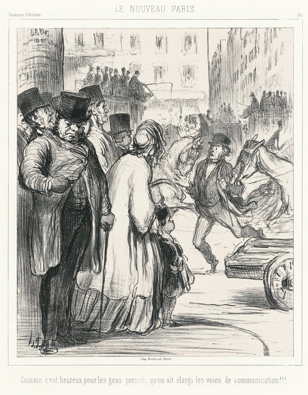 Det nye Paris. Hvor er det heldigt for dem, der har travlt, at vejene er blevet bredere!!!, plade 301 fra Souvenirs d