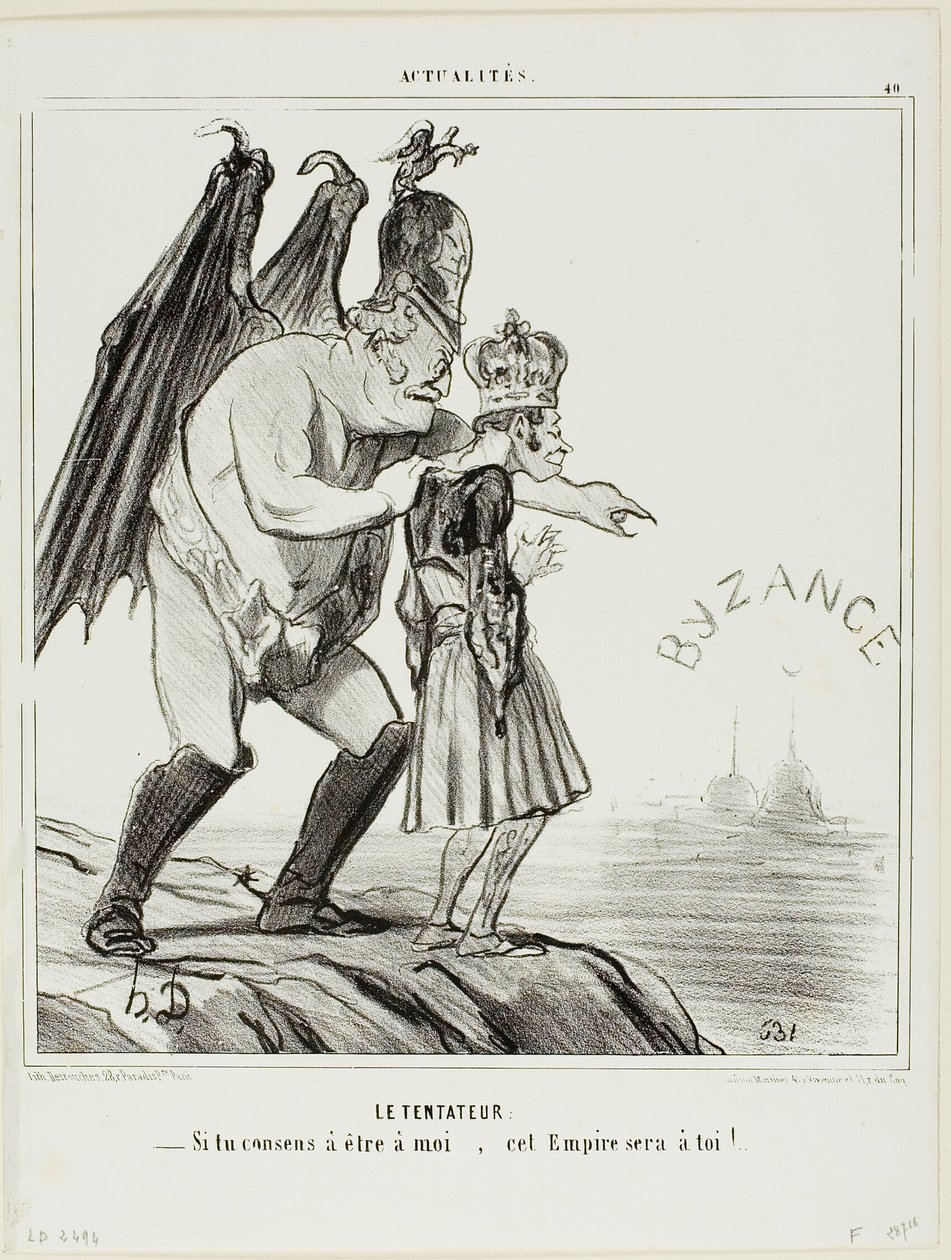 Fristeren. "- Hvis du accepterer at tilhøre mig ... vil dette imperium være dit," plade 40 fra Actualités af Honoré Victorin Daumier
