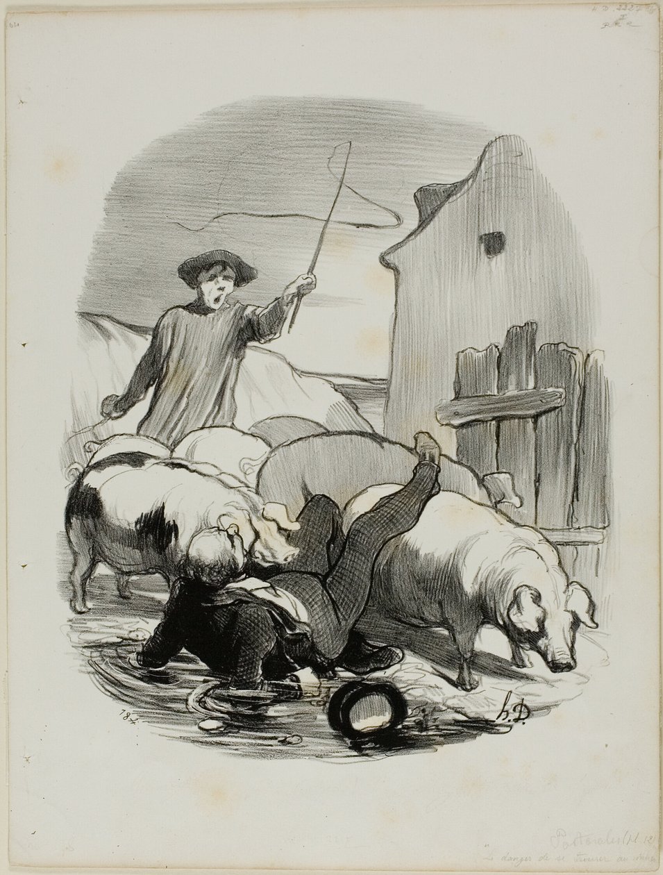 Faren ved at blive fanget i en steeple chase, plade 12 fra Pastorales af Honoré Victorin Daumier