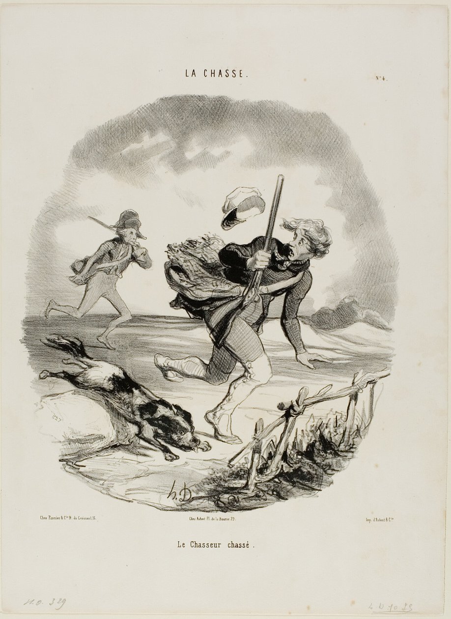 Den jagede jæger, planche 4 fra La Chasse af Honoré Victorin Daumier
