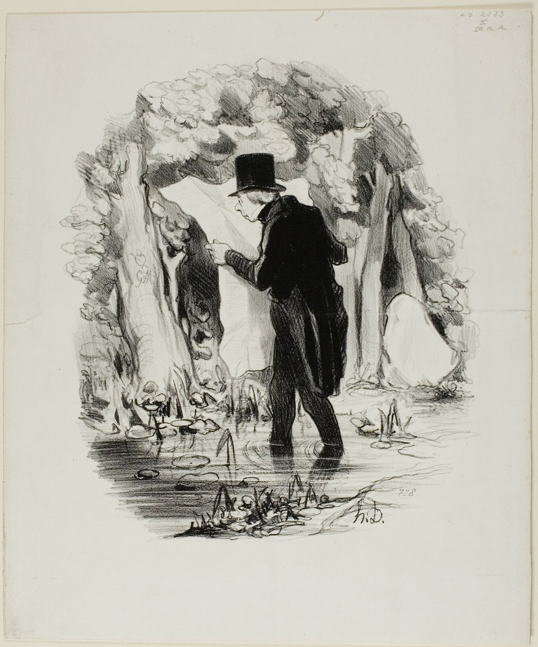 Dette er, hvor forelæsningen i Constitutionnel kan føre dig hen, planche 8 fra Pastorales af Honoré Victorin Daumier