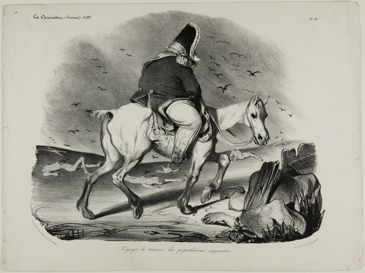 Rejser på tværs af den opmærksomme befolkning, plade 413 af Honoré Victorin Daumier