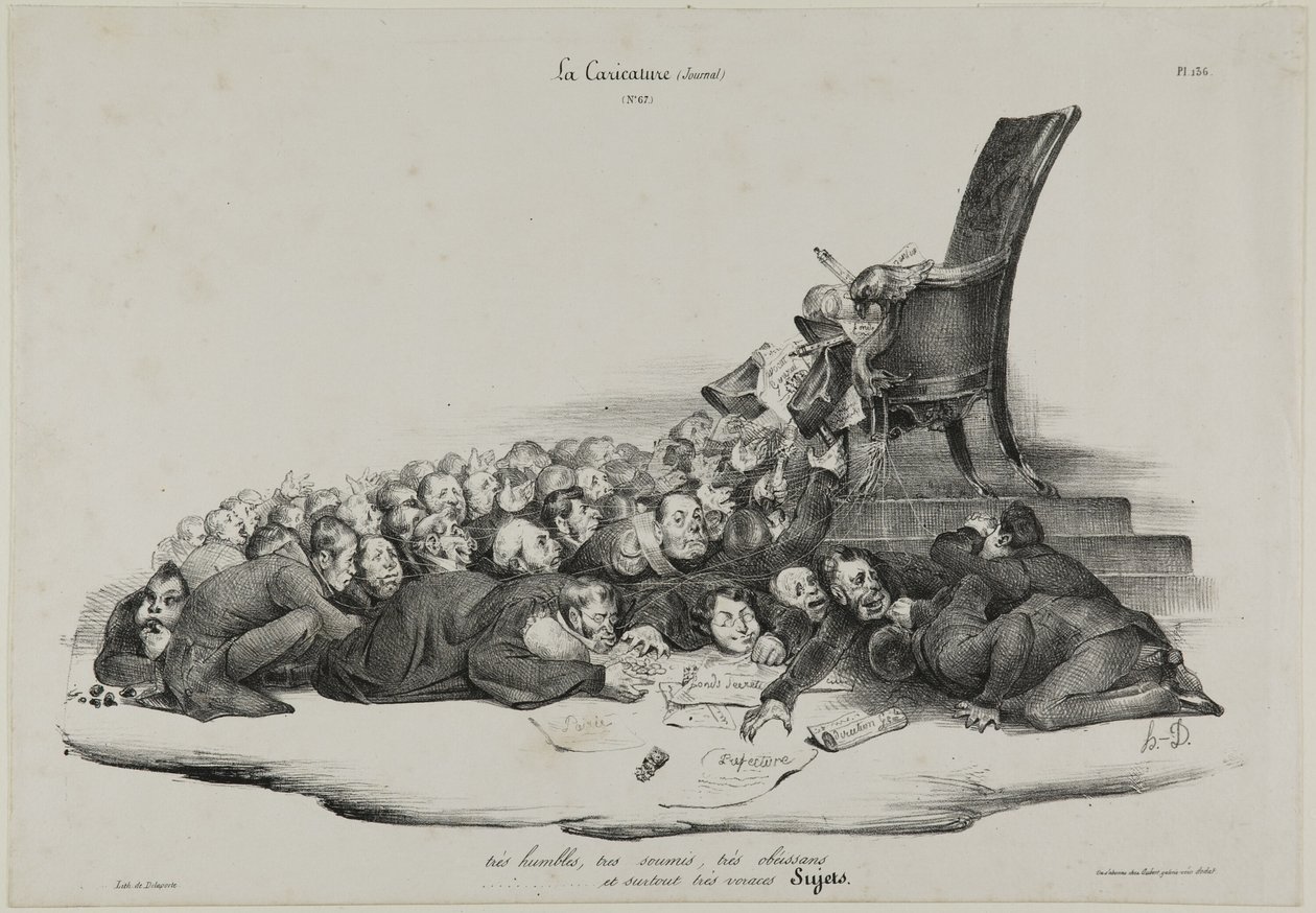 Meget ydmyge, meget lydige, meget underdanige og mest af alt meget glubske undersåtter, plade 136 af Honoré Victorin Daumier