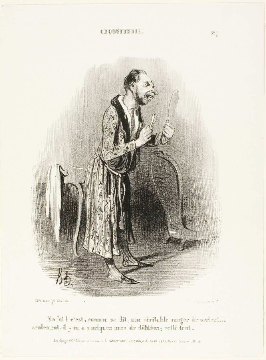 "Tja ... som man siger, som en ægte perlekæde, .... kun nogle af dem er blevet løsnet, det er alt!", plade 9 fra Coquetterie af Honoré Victorin Daumier