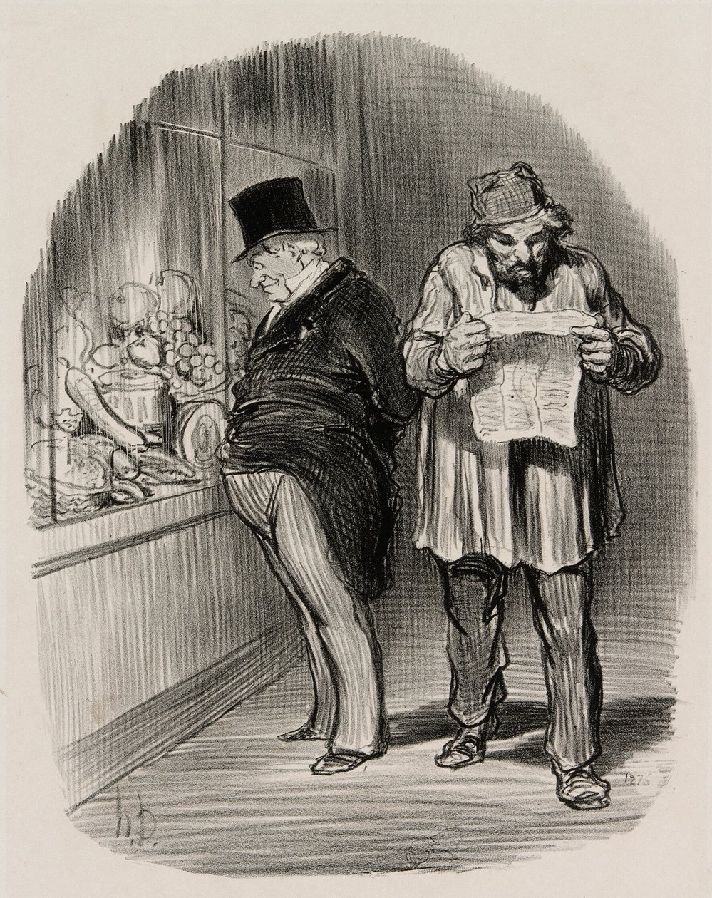 Arbejder og borgerlig, fra Les Parisiens En 1848 af Honoré Victorin Daumier