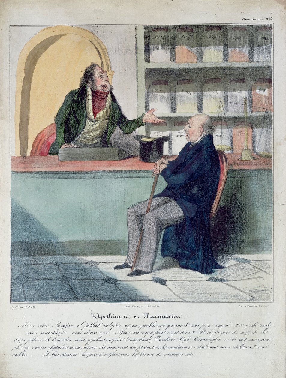 Apotekeren og apotekeren, ca. 1840 af Honoré Daumier