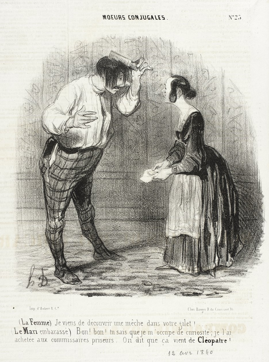(Kvinden) Jeg har lige opdaget en hårlok i Deres vest!... af Honoré Daumier