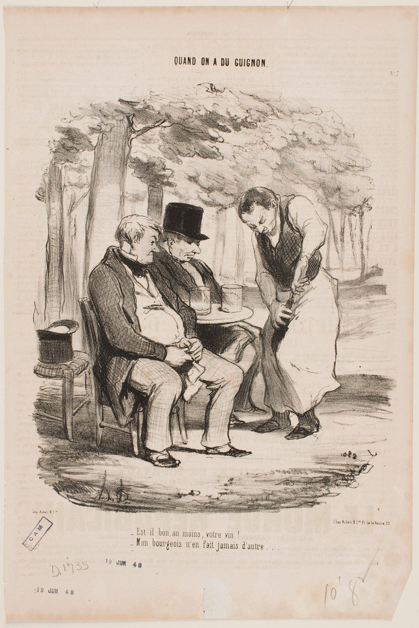 «Er Deres vin i det mindste god?» «Min herre laver aldrig nogen anden slags.» af Honoré Daumier