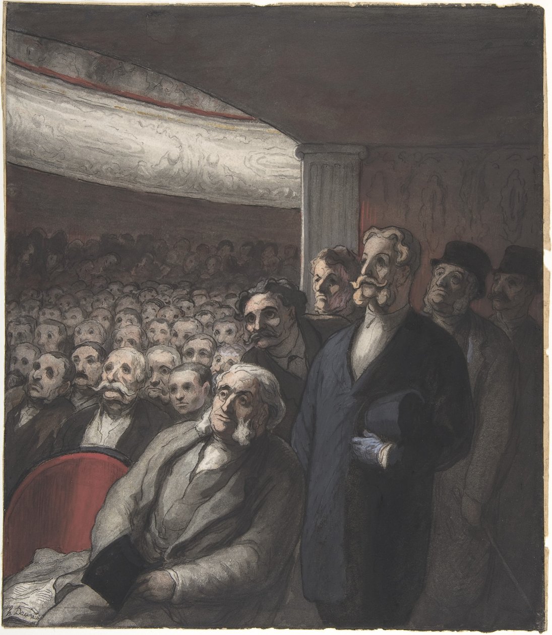 Et teaterpublikum af Honoré Daumier