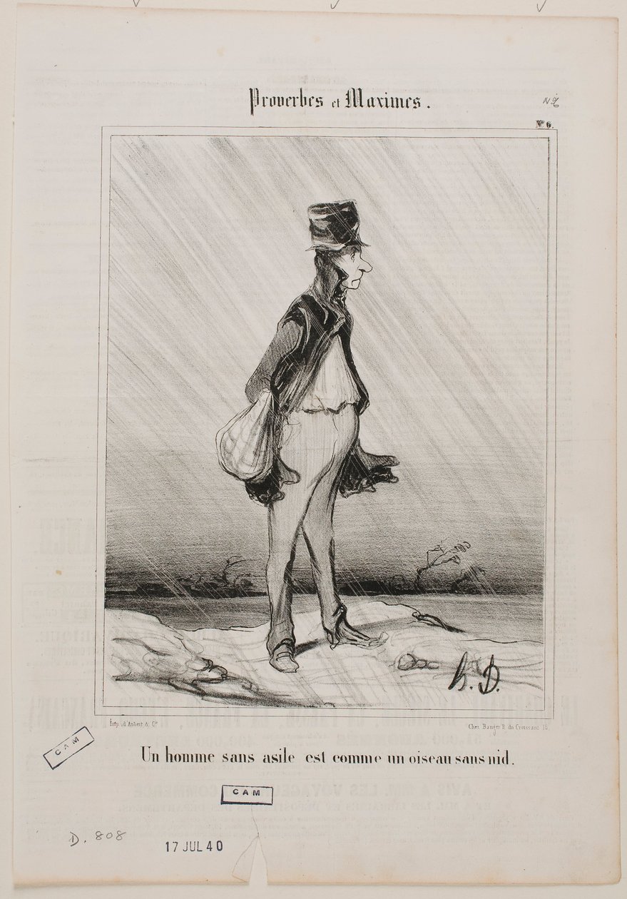 En mand uden tilflugtssted er som en fugl uden rede. af Honoré Daumier
