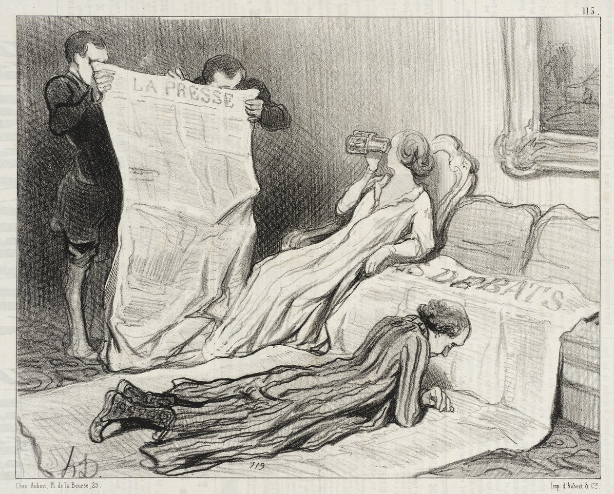 Abonnenter, der modtager deres avis... af Honoré Daumier