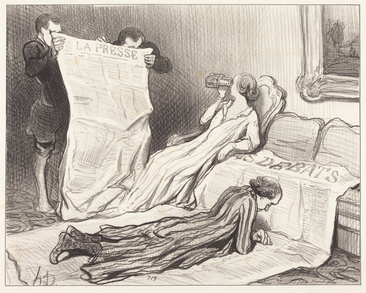 Abonnenter modtager deres avis... af Honoré Daumier