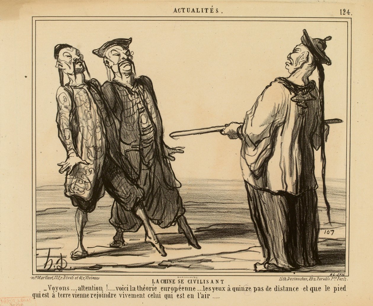 Aktualiteter nr. 124: Kina civiliserer sig. - Lad os se..., pas på! ... her kommer den europæiske teori... af Honoré Daumier
