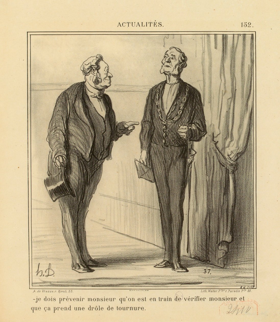 Nyheder nr. 152: - Jeg må fortælle herren, at vi er i gang med at undersøge... af Honoré Daumier