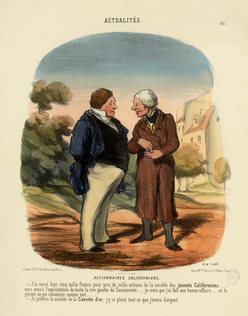 Nyheder nr. 197: Aktionærer i Californien. – Jeg betalte i går fem tusind franc som pris... af Honoré Daumier