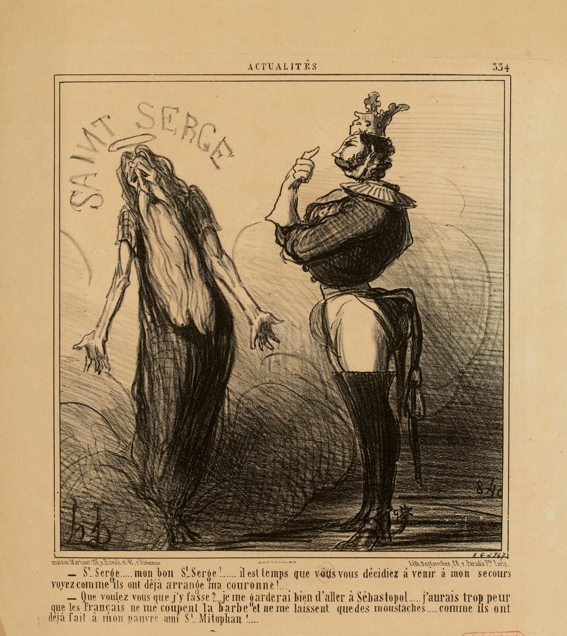 Aktualiteter nr. 334: - Sankt Serge ... min gode Sankt Serge! ... det er på tide, at De beslutter Dem... af Honoré Daumier