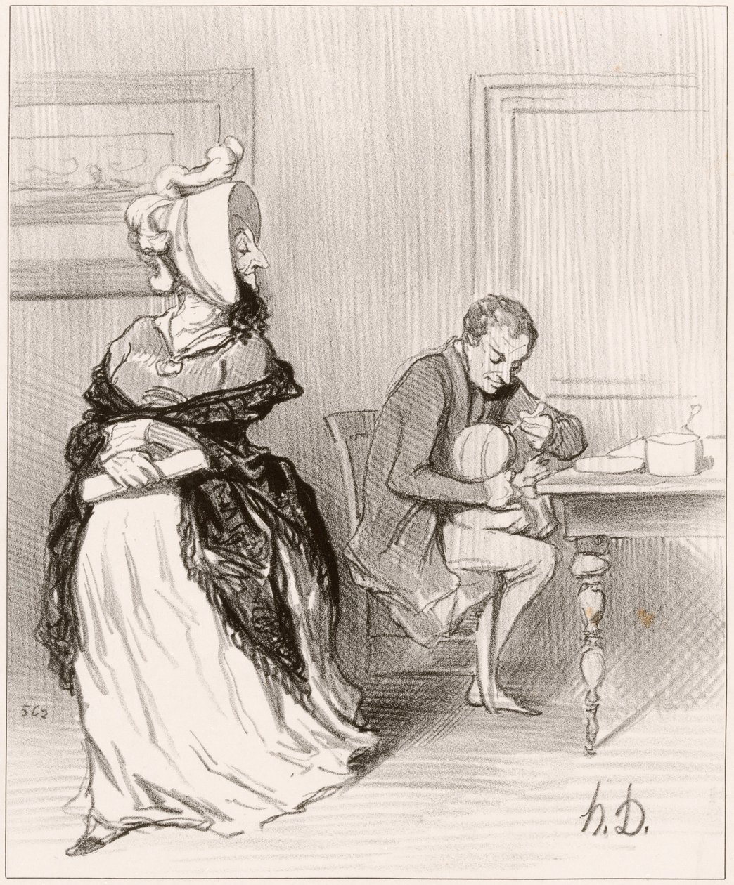 Farvel, min kære, jeg skal hen til mine forlæggere... af Honoré Daumier
