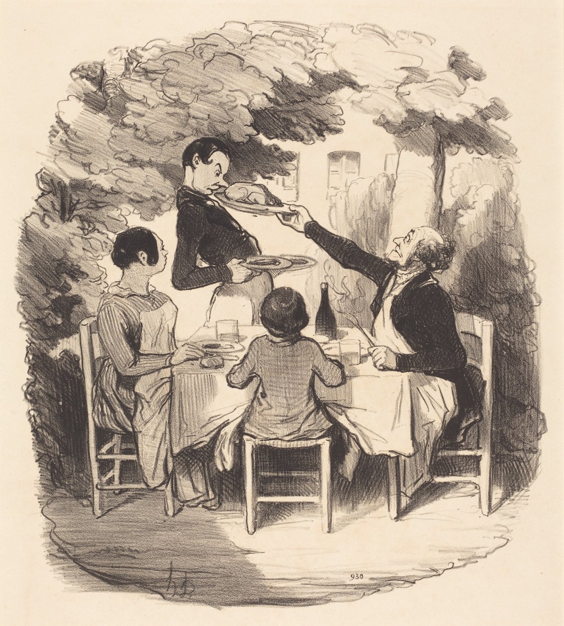 Ah! det er frisk... men gør du ikke, dreng... af Honoré Daumier