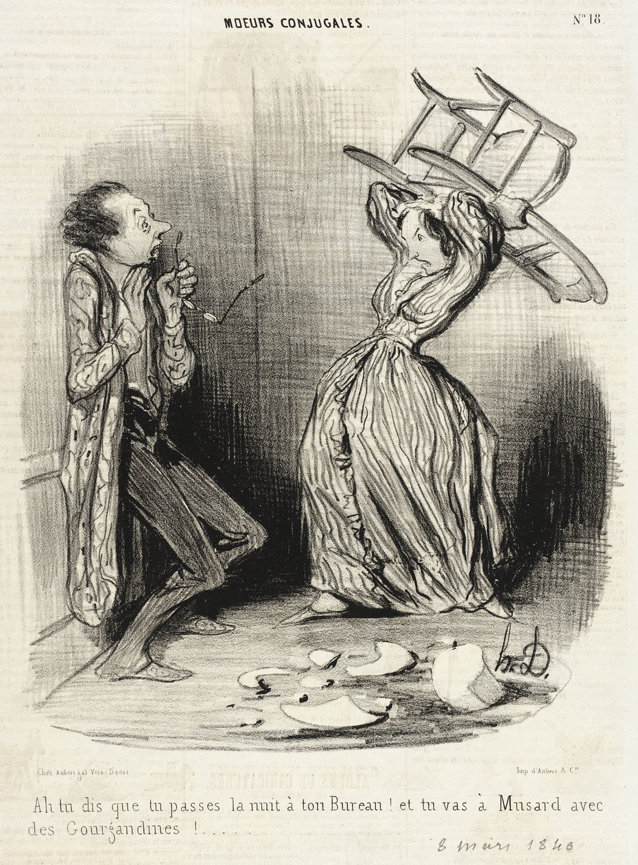 Ah, du siger, at du tilbringer natten på dit kontor!... af Honoré Daumier