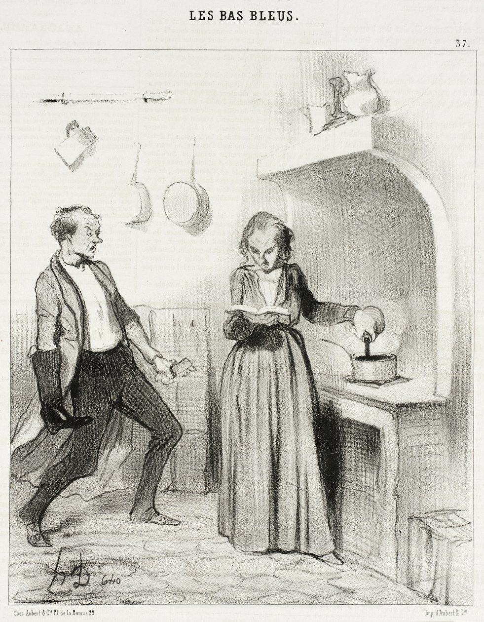 Nå, nå!... der er hun, og... hun hælder skocreme i min chokolade!... af Honoré Daumier
