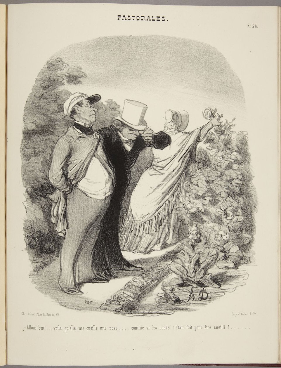 Nå da!... så plukker hun en rose til mig... som om roser var til for at blive plukket!... af Honoré Daumier