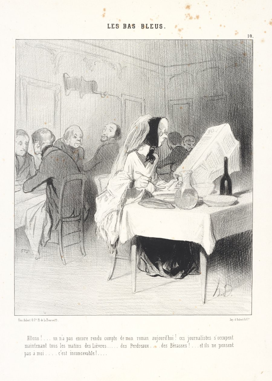 Kom nu!... de har endnu ikke anmeldt min roman i dag! Disse journalister beskæftiger sig nu hver morgen med harer... agerhøns... skovsnepper!... og de tænker ikke på mig... det er utænkeligt! af Honoré Daumier