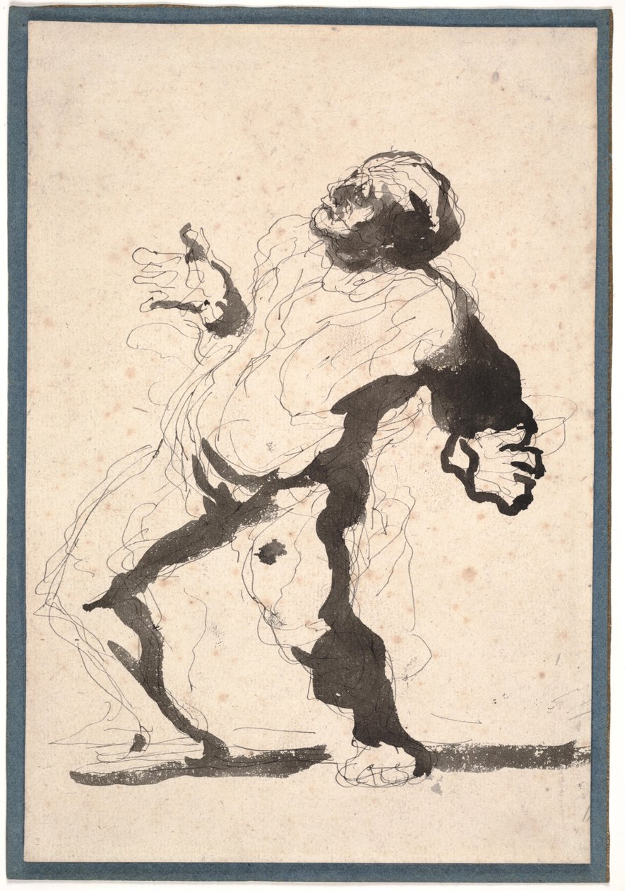 En skuespiller (pen & blæk og vask på papir) af Honoré Daumier