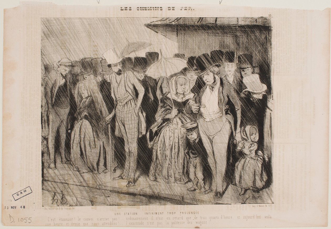 En endeløs ventetid på stationen af Honoré Daumier