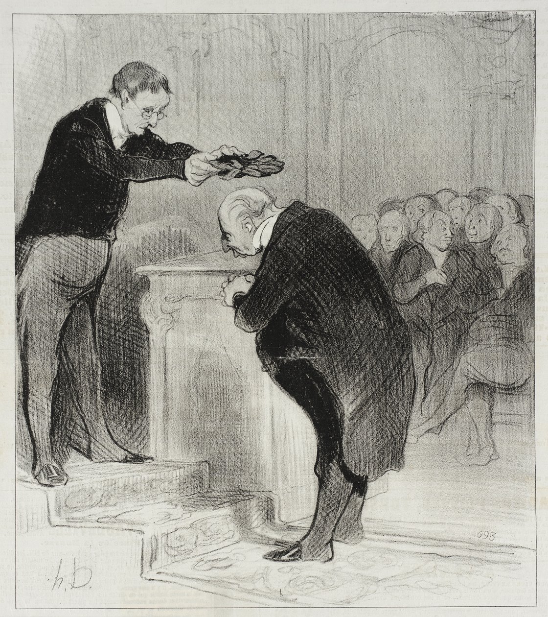 Kom nærmere, hr. Gérenflot... kom og modtag kronen... af Honoré Daumier