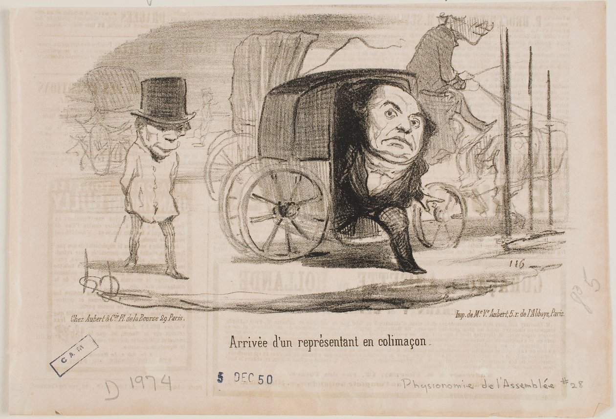 En deputerets ankomst i en karet, kaldet en snegl af Honoré Daumier