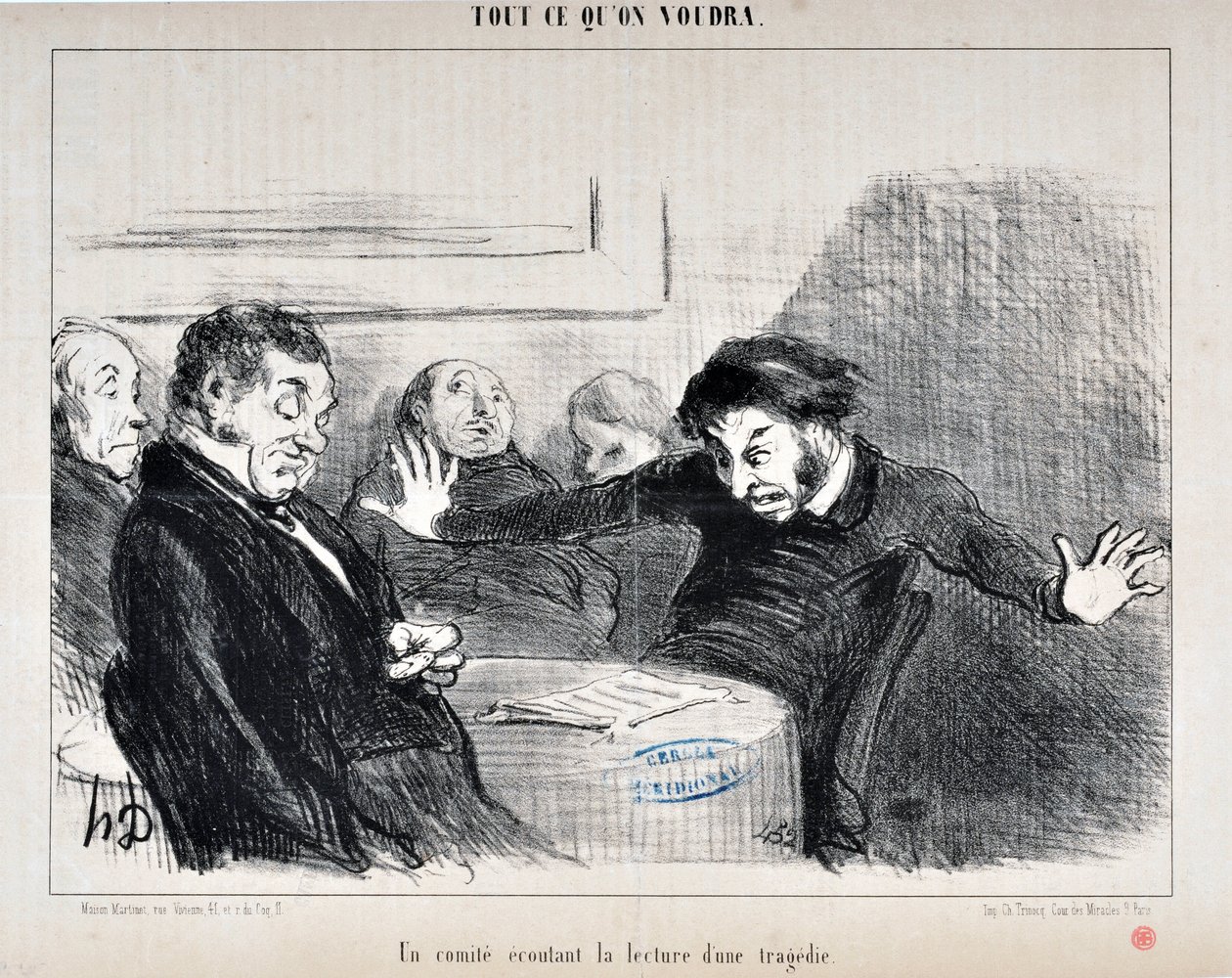 Kunstværk af Honore Daumier (1808-1879). Charivari er fra 1852: Serie ALL CE CE QU